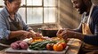 © Gayan - Hands collaborating on preparing healthy meals for community nourishment