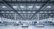 © Nahid_desinger - Modern automated factory floor with autonomous mobile robots amrs moving along a production line in a large, hightech industrial warehouse facility