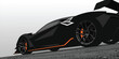 © Noble Art - Sleek black hypercar vector illustration with orange accents and aerodynamic rear wing for racing enthusiasts