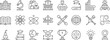 © omgicon - Education Icon Set with School Building, Microscope, Diploma Cap, Globe, Books, and Trophy Symbols in Clean Outline Style