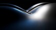 © MOHAMMOD - Shiny metallic waves intersect on black background with blue and white highlights