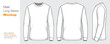 © SK design - Male Long Sleeve T-Shirt Mockup Vector Template - Front, Back, and Side View