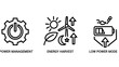 © MdRuhul - Power management and energy efficiency technology icons with management sustainability renewable efficiency electronics technology hardware electrical consumption optimization component