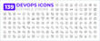 © IMG visuals icons - DevOps line icons big set. Software development and IT operations. Programming. Release applications services iconset outline pictograms. Isolated linear vector illustrations. Editable stroke