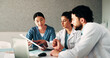 © peopleimages.com - Hospital, team and doctors in meeting with documents for surgery schedule, treatment plan and advice. Healthcare, clinic and people with patient report for consulting, medical service and discussion