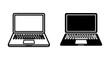 © ZARA - Modern laptop icon set, black and white computer vector graphics, digital device illustration