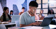 © peopleimages.com - Typing, students and man with laptop in lecture, college course notes and learning for development. Education, academic research and scholar with pc for class assignment, studying and planning essay