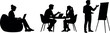 © Santiago - Diverse business people collaborating and presenting in silhouette