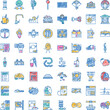 © sevector - Colorful hand drawn doodle icon set depicting business, education, medicine, food, science, technology and daily life in playful crayon sketches for versatile design use