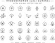 © Sanjay - Rhododendron Flower Minimal Line Icon Set - Nepal National Flower Lali Gurans Botanical Vector Graphics