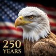 ©  JH Visual Studio - Bald eagle in front of American flag 250 years