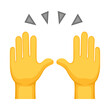 © Inka - Raising hands, hand sign emoji, hand gesture symbol, vector icon illustration, isolated on transparent background.