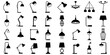 © Toufiq - Golf Ball Icon Set of Minimal Vector-Style Silhouettes in Black and White with Various Club and Hole Poses