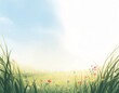 © Takeshi - 草原と野花、晴れた空のイラスト