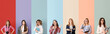 © Pixel-Shot - Diverse women with different hobbies and professions standing against colorful backgrounds