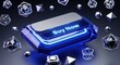 © MDKalam - Neon Buy Now button, glowing blue commerce icon, futuristic e-commerce symbol, digital shopping element