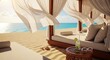 © Air - Relaxing beach cabana with flowing curtains and ocean view on a sunny day