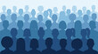 © Aillusionist - Vector illustration crowd of people silhouettes pattern in blue gradient, multiethnic diverse community group standing together, concept of population growth, society representation and social demogra