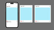 © Dennis - Mobile phone post mockup with light layout, digital user interface design vector, social media profile screen template