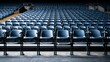 © Justlight - Focused view of stadium seating row showcasing space for mobility aids and reserved companion spots with clean daylight lighting crisp editorial style and symmetrical architectural