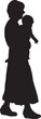 © Curto - vector,silhouette of side view of a mother carrying her baby walking