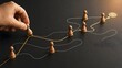 © andi - Hand guiding a wooden pawn on a direct path to the target, representing strategic planning, leadership, and efficient goal achievement