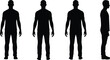 © Milon Store - Black silhouette of a man showing front back and side view full body character design