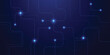 © Rumman - Abstract blue technology background with glowing nodes and curved digital connection lines, futuristic network pattern, data communication and innovation concept