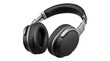 © Isolated_png - Modern wireless black leather headphones over ear style isolated on transparent background png resources.