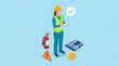 © Luna - Workplace Safety Inspection with PPE and Fire Extinguisher Isometric