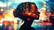 © Farah - A silhouette of a woman with a cityscape in the background at night time