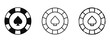 © Roman - Poker Chip set. vector icon set three styles: bold, line and brush, on a white background.