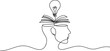 © MstMoushumi - Head with open book and lightbulb continuous line drawing.one line vector illustration