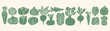 © Maria Petrish - Rustic linocut vegetable set: green silhouettes of carrot, cabbage, beet, onion, pumpkin and lettuce in naive woodcut style, perfect for cottagecore or organic farm design