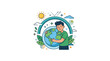 © Putri Silva - Boy Hugging Earth Planet, Environmental Protection Concept, Eco Friendly Lifestyle