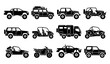 © Sabbir - Black Off Road Vehicle Silhouette Icon Set for Automotive and Outdoor Adventure Design
