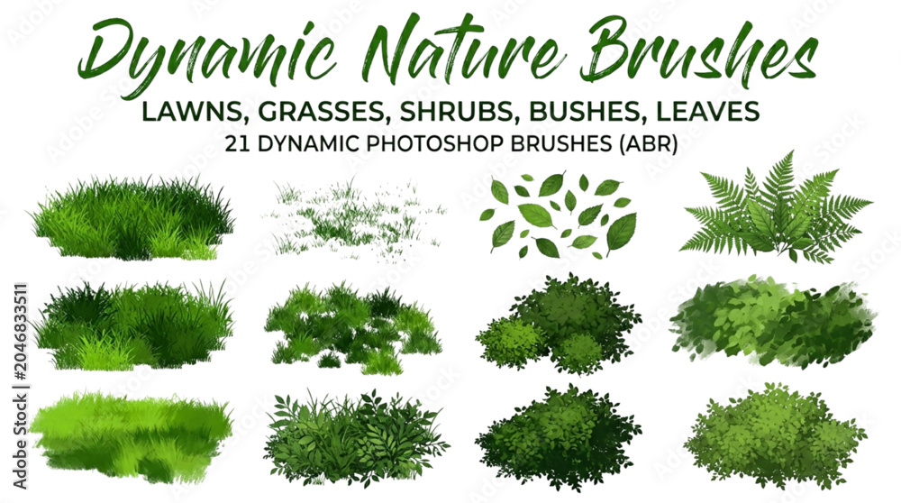 Dynamic Nature Photoshop Brushes Set for Digital Landscape Design Grass ...