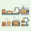 © Joko - Colorful cartoon illustration of a delivery truck and vending machine.