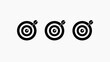 © slamet - Three targets each hit with an arrow centered, in black and white, minimalist design