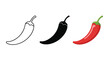 © Vecto Mama - three chili peppers icon set vector - Solid vector icons  - Clipart, sticker - icon set