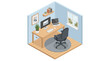 © sulistiyo - Isometric Minimalist Home Office Workspace with Computer and Laptop