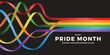 © ananaline - Happy pride month text and long line colorful waving mix to rainbow pride flag on black background vector design