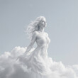 © Cliff - Surrealistic concept of female beauty with a naked woman's body shaped from a fluffy cloud, seductive metaphor and abstract silhouette in a clean minimalist style