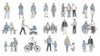 © Stock Image Paradise - People of various ages and occupations walking and interacting in a public park setting.