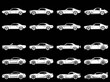 © Dima - Minimal White Sports Car and Muscle Car Silhouette Icon Set on Black Background