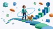© Cielo Stray - 3d flat vector illustration of pet insurance combined with financial planning and future security for responsible pet owners and families.