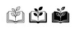 © Sofiq - Open Book with Growing Plant Icons, Knowledge Growth, Learning Symbolism, Education Concepts