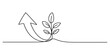 © DCB Line Stocker - Continuous single line drawing of an upward arrow and a small growing green plant representing business growth and environmental sustainability concept