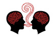 © progoz - Dialogue Silhouettes with Letter Brains and Spiral Typography