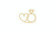 © Turbo - Golden wedding ring, heart shape, diamond ring, love symbol, vector icon